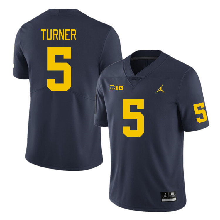 Michigan Wolverines #5 DJ Turner College Football Jerseys Stitched Sale-Navy